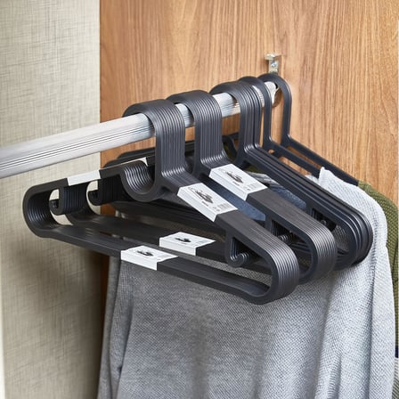 Deconox Slim Askı 10'lu Set - Siyah İnce Profil Elbise Askısı