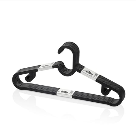 Deconox Slim Askı 10'lu Set - Siyah İnce Profil Elbise Askısı