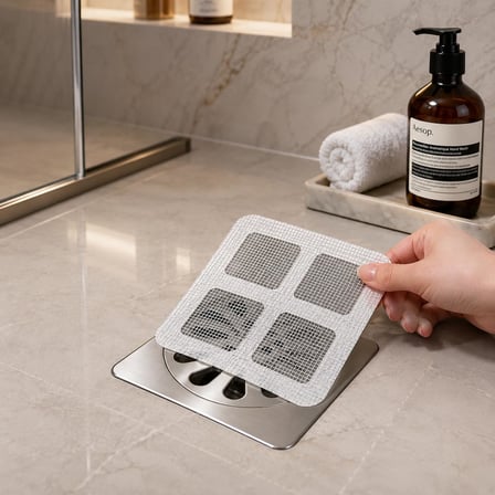 KRAFZ Gider Süzgeci 10’lu Set, Yapışkanlı Saç ve Kıl Tutucu Gider Kapağı