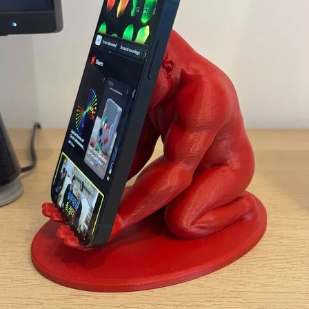 Lexroo 3D Baskı Goril Telefon Tutucu - Kaslı Goril Masaüstü Telefon Standı-Kırmızı
