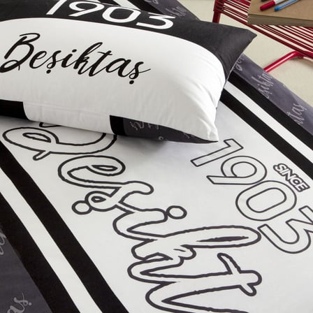 Taç Lisanslı Beşiktaş 1903 Glow Düz Pamuk Nevresim Takımı, Çok Renkli, Tek Kişilik