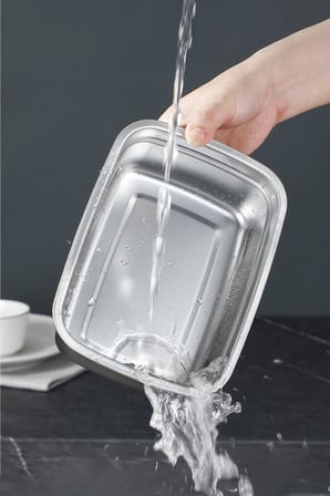2 Adet Çelik 2200 ml Yemek Meyve Et Buzdolabı Beslenme Saklama Kabı mt221
