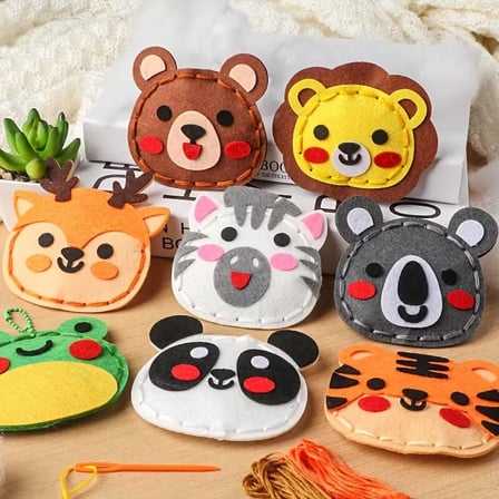 TİNEKE 8 Adet Çocuklar Için Kendin Yap Montessori Eğitici oyuncak Keçe Dikiş El Sanatları Seti 3 Yaş