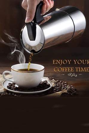 Çelik Ocak Üstü 9 Cup Fincan 450 ml Moka Pot Espresso cin285-9