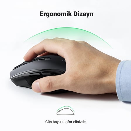 UGREEN Dizüstü Bilgisayar Kablosuz Fare Ergonomik Sessiz Tıklama USB Fare