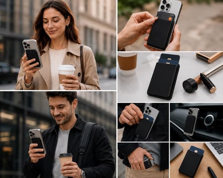 Coverzone MagSafe Uyumlu Manyetik Kartlık Cüzdan, 2 Kart Kapasiteli Telefon Kartlığı
