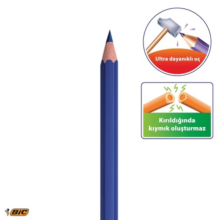 BIC Kids Evolution Kuru Boya Kalemi 12'li Metal Tüp, Kıymık Oluşturmaz, Çiğnemeye Karşı Dayanıklı