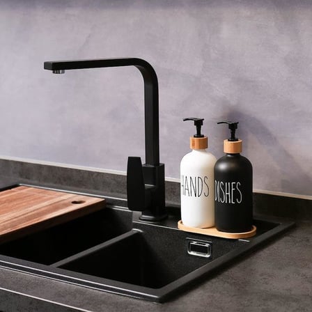 Deconox 2'li Lüx Cam Sıvı Sabunluk, Mutfak ve Banyo İçin Modern Cam Sıvı Sabunluk