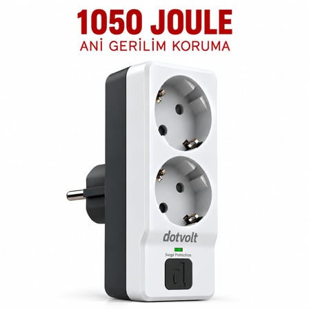 1050 Joule 2'li Akım Korumalı Duvar Tipi Priz