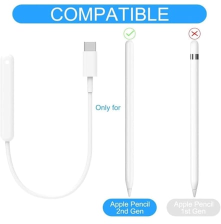Coverzone Apple Pencil 2. Nesil İle Uyumlu Masaüstü Manyetik Type-C Şarj Cihazı Beyaz 35cm Kablo