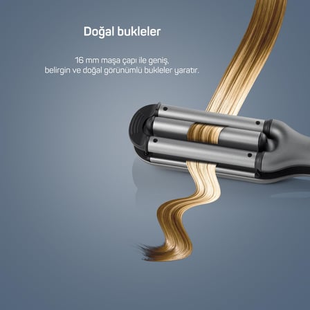 Arzum AR5079 Trendcare Seramik Saç Maşası 16 mm, 9 Kademeli Isı Ayarlı Wag Maşa, Antrasit