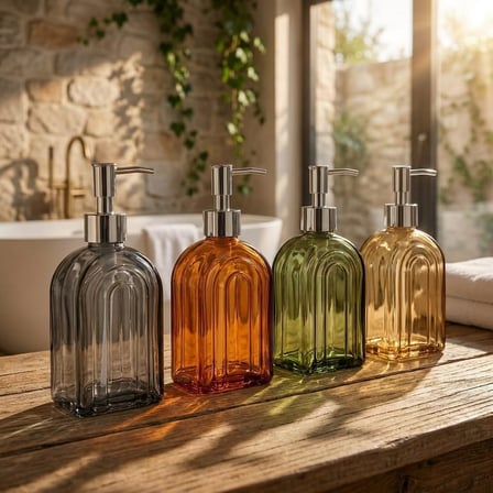 Deconox 1 Adet 500 Ml Cam Sıvı Sabunluk - Şık Tasarım - 4 Farklı Renk Seçeneği (Asorti Gönderim)