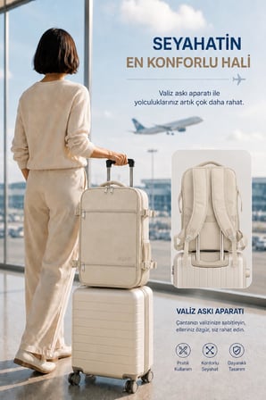 Classone XYZ Serisi TR-100B Kabin Boy,Uçak İçi, Ergonomik, Laptop ve Tablet Bölmeli, Seyahat - Bej