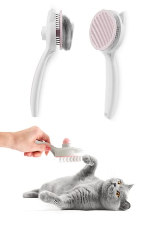 ATA HOME Kedi Köpek Otomatik Temizlenen Tuşlu Tüy Toplayıcı Tarak Basmalı Kedi Köpek Fırçası Evcil