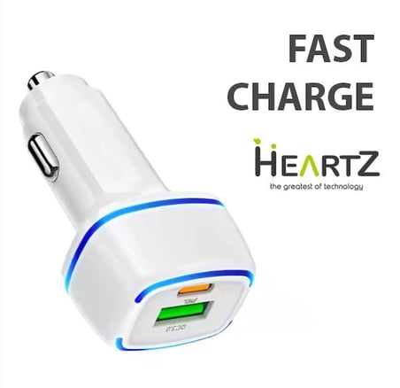 HEARTZ CR01 ARAÇ ŞARJ ADAPTÖRÜ DUAL PORT PD ARAÇ ŞARJI YENİ NESİL PD + STANDART USB LEDLİ A KALİTE