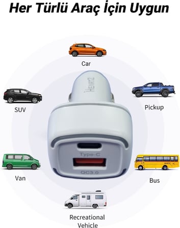 HEARTZ CR01 ARAÇ ŞARJ ADAPTÖRÜ DUAL PORT PD ARAÇ ŞARJI YENİ NESİL PD + STANDART USB LEDLİ A KALİTE