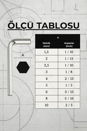 Kendo 9 Parça Alyan Seti, Krom Kaplamalı, Alyan Anahtar Takımı, Sertleştirilmiş Çelik
