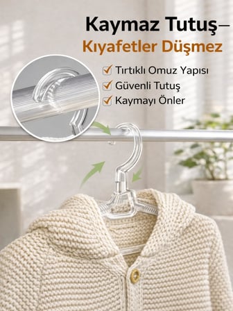 Beylini 6'lı Kristal Askılık Çocuk Kıyafetleri İçin Dayanıklı Şeffaf Plastik Elbise Gömlek Kancalı