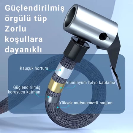Polham 6000mAh Şarjlı 150PSİ Ultra Hızlı Lastik Şişirme Hava Kompresörü,Araç, Motosiklet