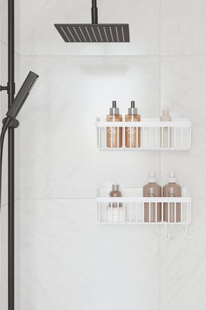 ATA HOME Banyor Yapışkanlı Banyo Rafı, 2'li Banyo Düzenleyici Organizer Duş Şampuanlık