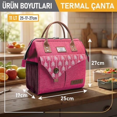 Haegs Kadın Termal Çanta, Yalıtımlı Yemek Taşıma, Bayan Beslenme Çantası, Sızdırmaz Beslenme Kutusu