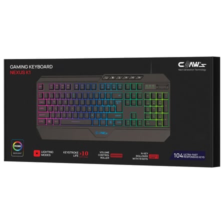 Claw's Nexus K1 RGB Full Membran 104 Tuşlu Ekstra Multimedya/Rollover Ses Kontrol Mekanizmalı &