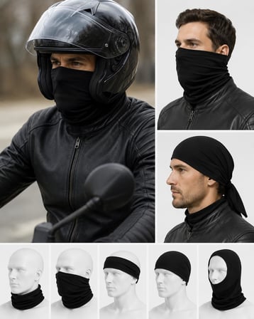 Lexroo Siyah Boyunluk Bandana Buff Saç Bandı Maske Balaklava Toka