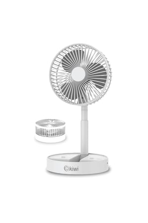 Kiwi Kfan-7608 Şarjlı Beyaz Katlanılabilir Mini Fan Masa Üstü Vantilatörü Usb Soğutucu Sessiz El