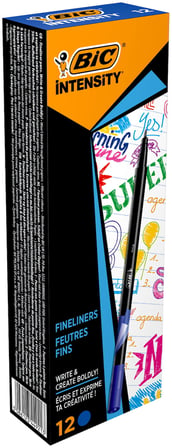 BIC Intensity Fine Liner İnce Uçlu Mavi Keçeli Kalem 12'li Kutu, 0.4 mm İnce Kalınlıkta Uç