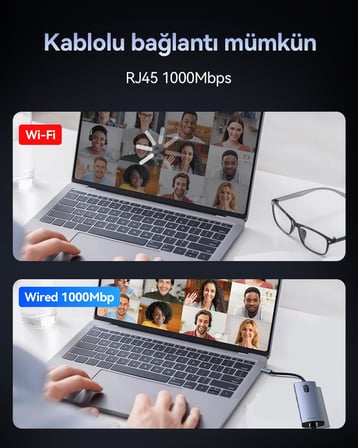 Rocoren 11 Portlu 4K 30Hz HDMI Gigabit Ethernet SD TF Kart Okuyuculu 3.5mm Jack USB Hub Çoklayıcı