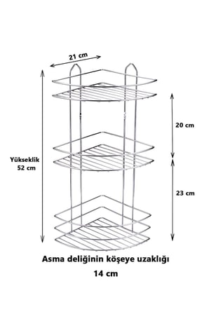Sas Haus Paslanmaz Krom 3 Katlı Banyo Köşeliği Şampuanlık Köşelik Banyo Rafı Ek-03