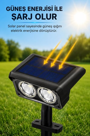 Coverzone Solar Bahçe Lambası 2W SMD Led, Toprak Çubuklu, Güneş Enerjili Bahçe Aydınlatma
