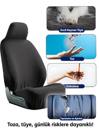 Space Mirsepet Oto Koltuk Kılıfı Penye Premium Tüm Araçlara İle Uyumlu 4 Parça Set (Siyah)