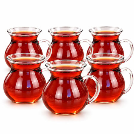 Orret Home Keyfi Ala 6'lı Borosilikat Cam Çay Bardağı Seti, 200ml Termisil Kupa, Şık ve Dayanıklı