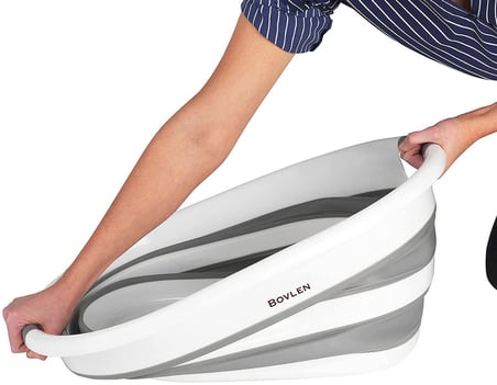 Bovlen Katlanabilir Çamaşır Sepeti - Katlanır Çamaşır Sepeti - Gri - 54,5x39x8 CM - PP+
