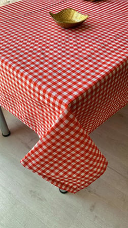 Lexroo Defnelam Piknik Örtüsü Sofra Bezi 170x170 cm (Kırmızı Orta Pötikare)