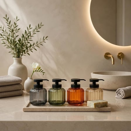 Deconox 1 Adet 500 Ml Cam Sıvı Sabunluk - Şık Tasarım - 4 Farklı Renk Seçeneği (Asorti Gönderim)