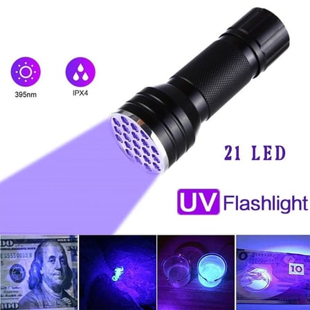 Valkyrie 21 LED 395nm Güneş Işığı Eltraviyole UV El Feneri - Siyah Fener