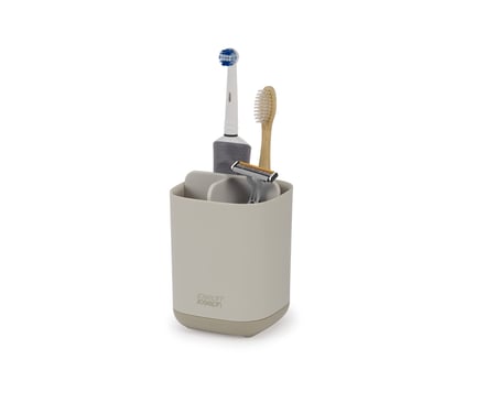 Joseph Joseph Easy-Store - Diş fırçası tutucu, Caddy banyo muhafazası, kompakt mat yüzey, bej