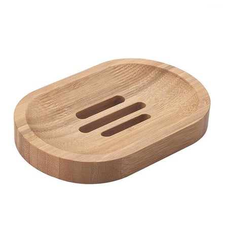 Bambu Katı Sabunluk Mutfak Banyo Ahşap Sabun Kutusu Oval Delikli Model Bambu Sabunluk 1 Adet