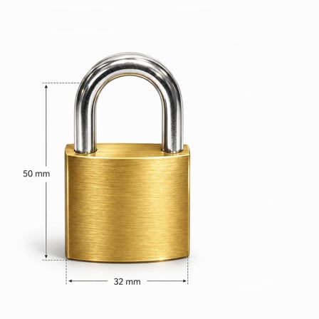 Orret Home 32 mm Pirinç Gövdeli Asma Kilit Anahtarlı Kilit Paslanmaz Çelik Kanca Orta Boy Güvenlik