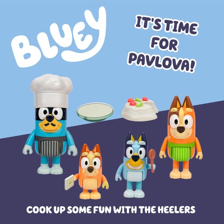 Bluey 4'lü Oyuncak Figür Oyun Seti, Let's Play Chef Pavlova Küçük Çocuk Heykelcik Oyuncak Seti