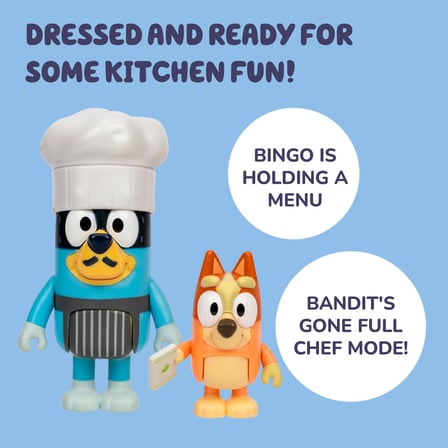 Bluey 4'lü Oyuncak Figür Oyun Seti, Let's Play Chef Pavlova Küçük Çocuk Heykelcik Oyuncak Seti