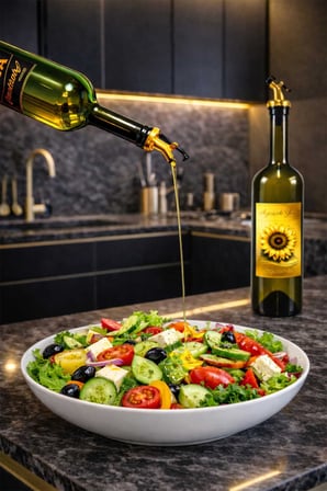 Zeytinyağı ve Ayçiçek Yağı Şişesi Seti, Altın Etiket ve Yağdanlık Aparatlı, 750 ml, 2 Adet