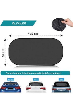 Araba Oto Arka Cam İçin Vantuzlu Güneşlik Perde Araç Perdesi Araç Arka Cam Vantuzlu Perde (100x50cm)