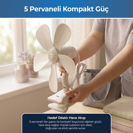 Sinbo SF-7707 Klipsli Mini Vantilatör, Sessiz Fan, Güçlü Tutuşlu Klips, Ayarlanabilir Başlık