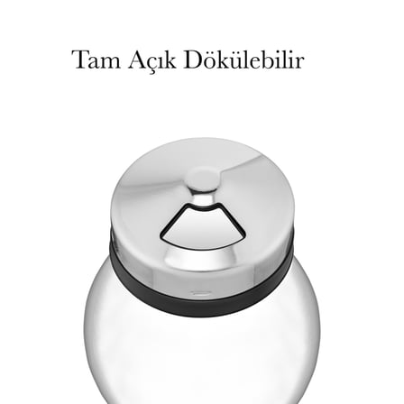 Lexroo Cam Baharatlık 370 ml Paslanmaz Çelik Tam Açık Tam Kapalı ve Farklı Ayar Dökme Şekli Ev Ofis