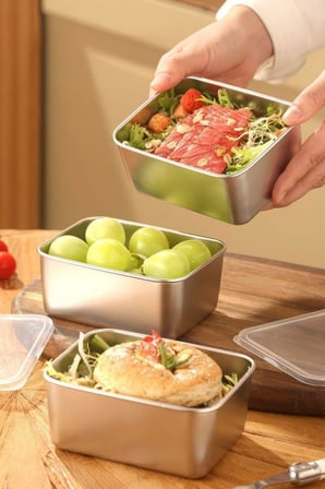 4 Adet 304 Çelik 550 ml Yemek Meyve Et Buzdolabı Beslenme Saklama Kabı mt107-4