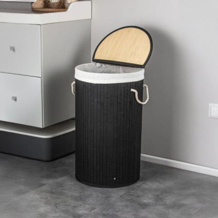 Deconox El Yapımı Hasır Katlanır Çamaşır Sepeti Yuvarlak 55 Litre