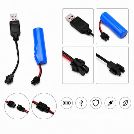 Lexroo 3.7 Volt 500 Mah Şarj Edilebilir Şarjlı Pil ve Şarj Kablosu Seti